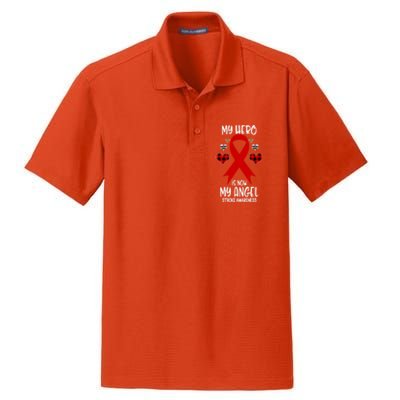 Stroke Awareness Remembrance Hero Is Now My Angel Cute Gift Dry Zone Grid Polo