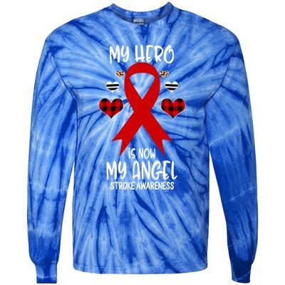 Stroke Awareness Remembrance Hero Is Now My Angel Cute Gift Tie-Dye Long Sleeve Shirt