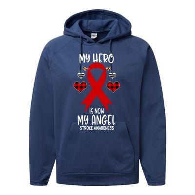 Stroke Awareness Remembrance Hero Is Now My Angel Cute Gift Performance Fleece Hoodie