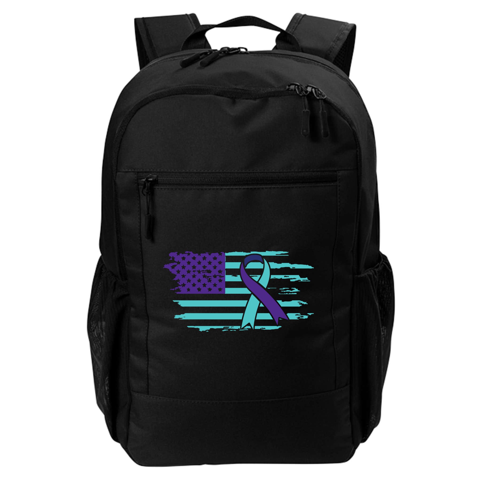 Suicide Awareness Ribbon American Flag Backpack