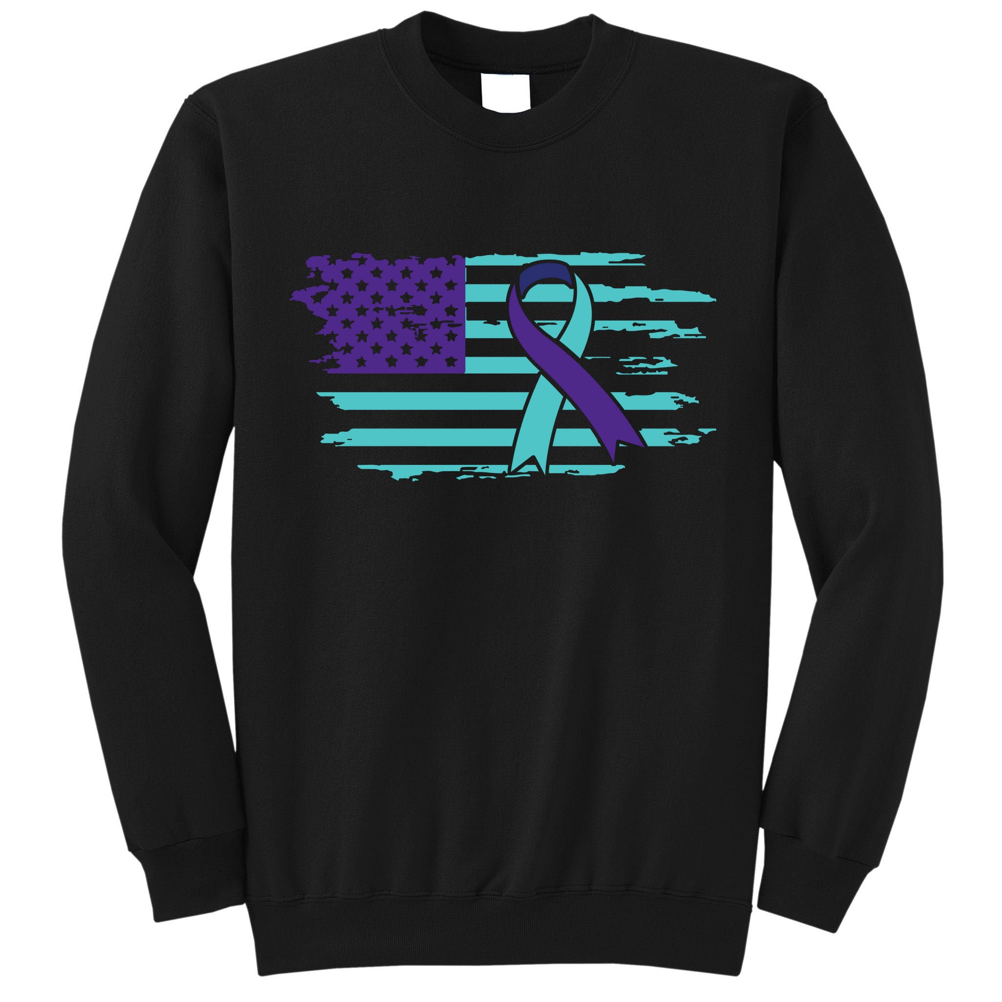 Suicide Awareness Ribbon American Flag Tall Sweatshirt