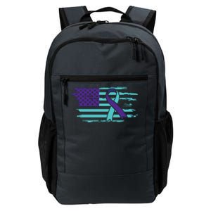 Suicide Awareness Ribbon American Flag Daily Commute Backpack