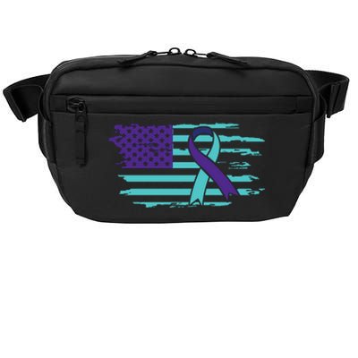 Suicide Awareness Ribbon American Flag Crossbody Pack