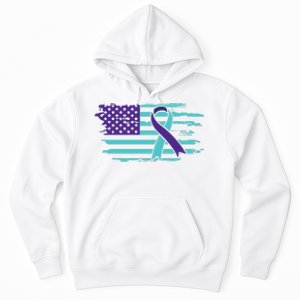 Suicide Awareness Ribbon American Flag Hoodie