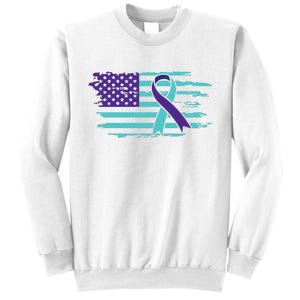 Suicide Awareness Ribbon American Flag Sweatshirt