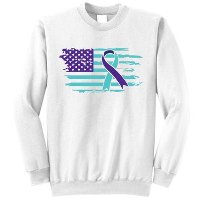 Suicide Awareness Ribbon American Flag Sweatshirt