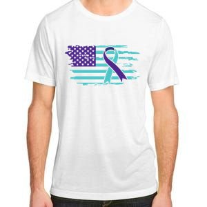 Suicide Awareness Ribbon American Flag Adult ChromaSoft Performance T-Shirt