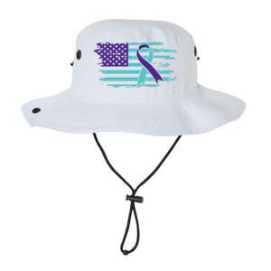 Suicide Awareness Ribbon American Flag Legacy Cool Fit Booney Bucket Hat