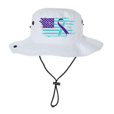 Suicide Awareness Ribbon American Flag Bucket Hat