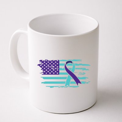 Suicide Awareness Ribbon American Flag Coffee Mug