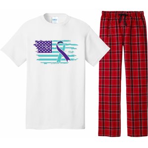 Suicide Awareness Ribbon American Flag Pajama Set