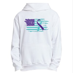 Suicide Awareness Ribbon American Flag Urban Pullover Hoodie