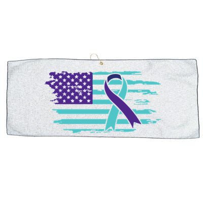 Suicide Awareness Ribbon American Flag Large Microfiber Waffle Golf Towel