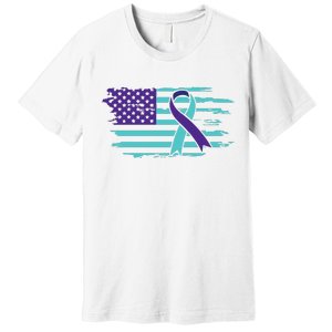 Suicide Awareness Ribbon American Flag Premium T-Shirt