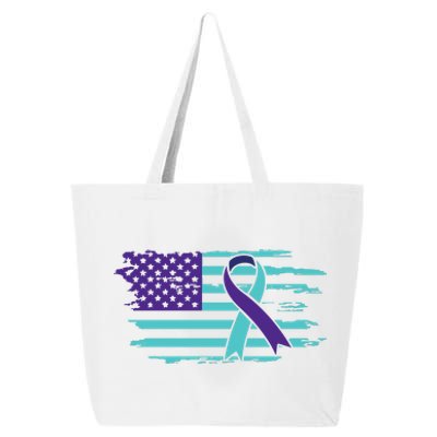 Suicide Awareness Ribbon American Flag 25L Jumbo Tote