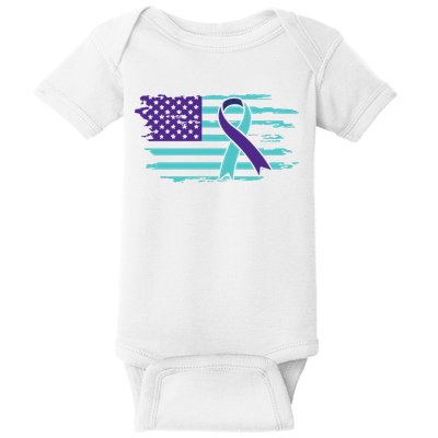 Suicide Awareness Ribbon American Flag Baby Bodysuit