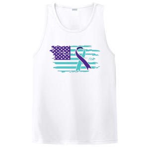 Suicide Awareness Ribbon American Flag PosiCharge Competitor Tank