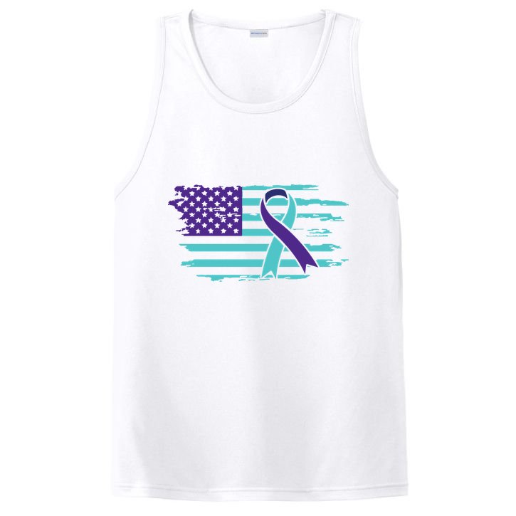 Suicide Awareness Ribbon American Flag PosiCharge Competitor Tank