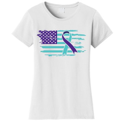 Suicide Awareness Ribbon American Flag Women's T-Shirt