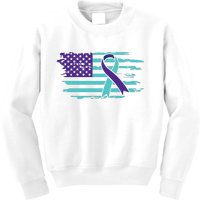 Suicide Awareness Ribbon American Flag Kids Sweatshirt