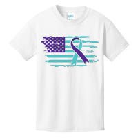 Suicide Awareness Ribbon American Flag Kids T-Shirt