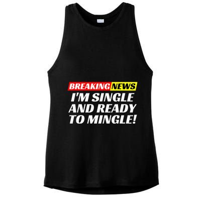 Single And Ready To Mingle Funny Sarcastic Breakup Divorce Ladies PosiCharge Tri-Blend Wicking Tank