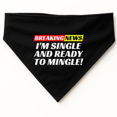 Single And Ready To Mingle Funny Sarcastic Breakup Divorce USA-Made Doggie Bandana