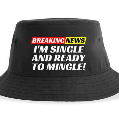 Single And Ready To Mingle Funny Sarcastic Breakup Divorce Sustainable Bucket Hat