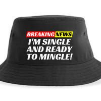 Single And Ready To Mingle Funny Sarcastic Breakup Divorce Sustainable Bucket Hat