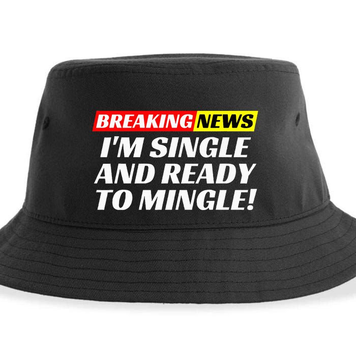Single And Ready To Mingle Funny Sarcastic Breakup Divorce Sustainable Bucket Hat