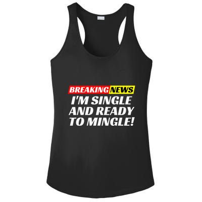 Single And Ready To Mingle Funny Sarcastic Breakup Divorce Ladies PosiCharge Competitor Racerback Tank