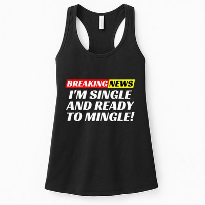 Single And Ready To Mingle Funny Sarcastic Breakup Divorce Womens Tank Top