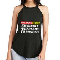 Single And Ready To Mingle Funny Sarcastic Breakup Divorce Women's Perfect Tri Rocker Tank