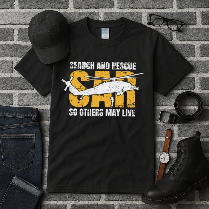 Search And Rescue Helicopter Sar Vintage Distressed Design Tall T-Shirt