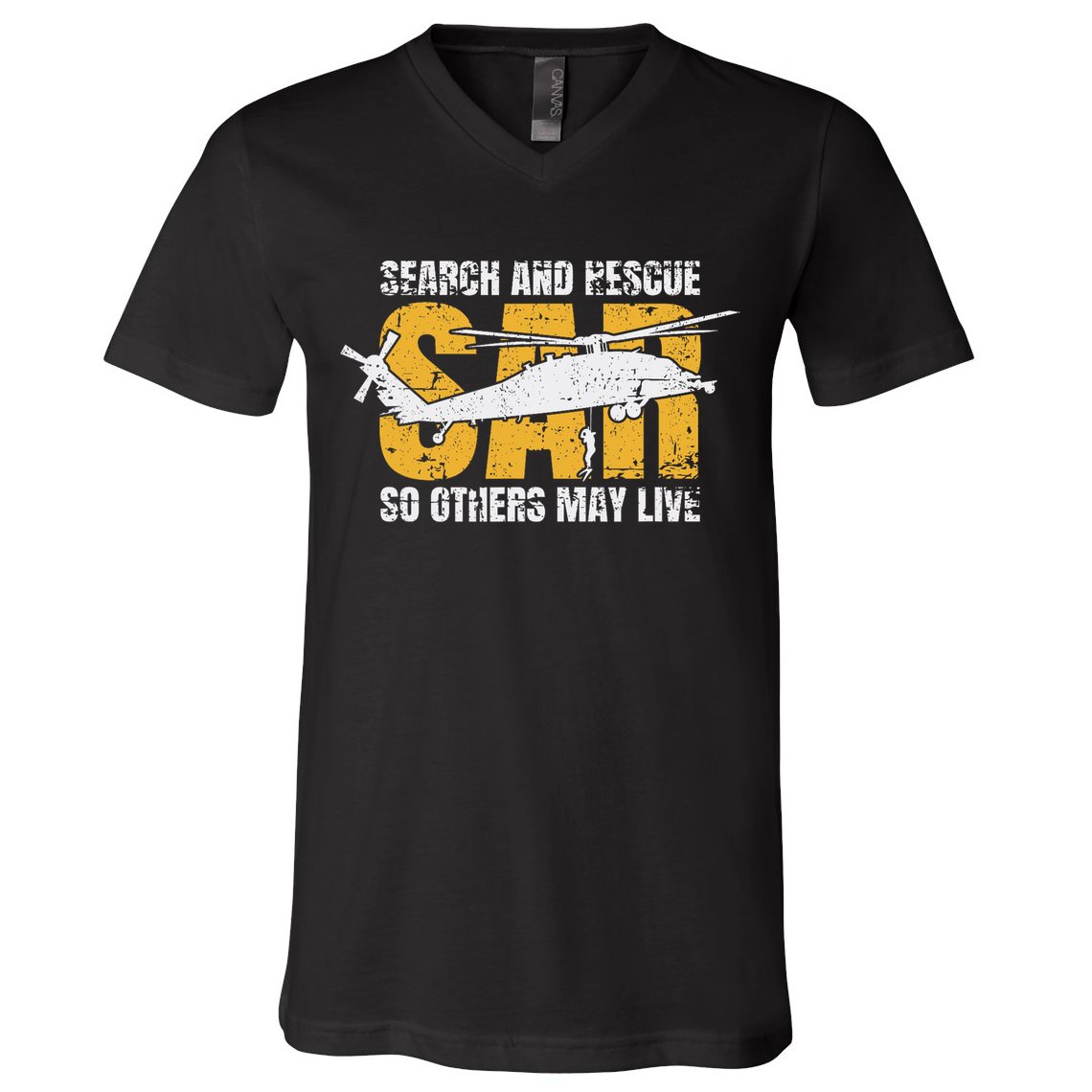 Search And Rescue Helicopter Sar Vintage Distressed Design V-Neck T-Shirt
