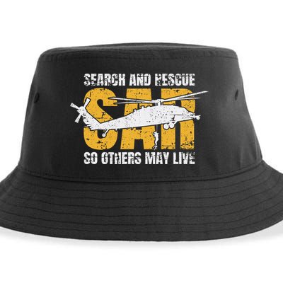 Search And Rescue Helicopter Sar Vintage Distressed Design Sustainable Bucket Hat