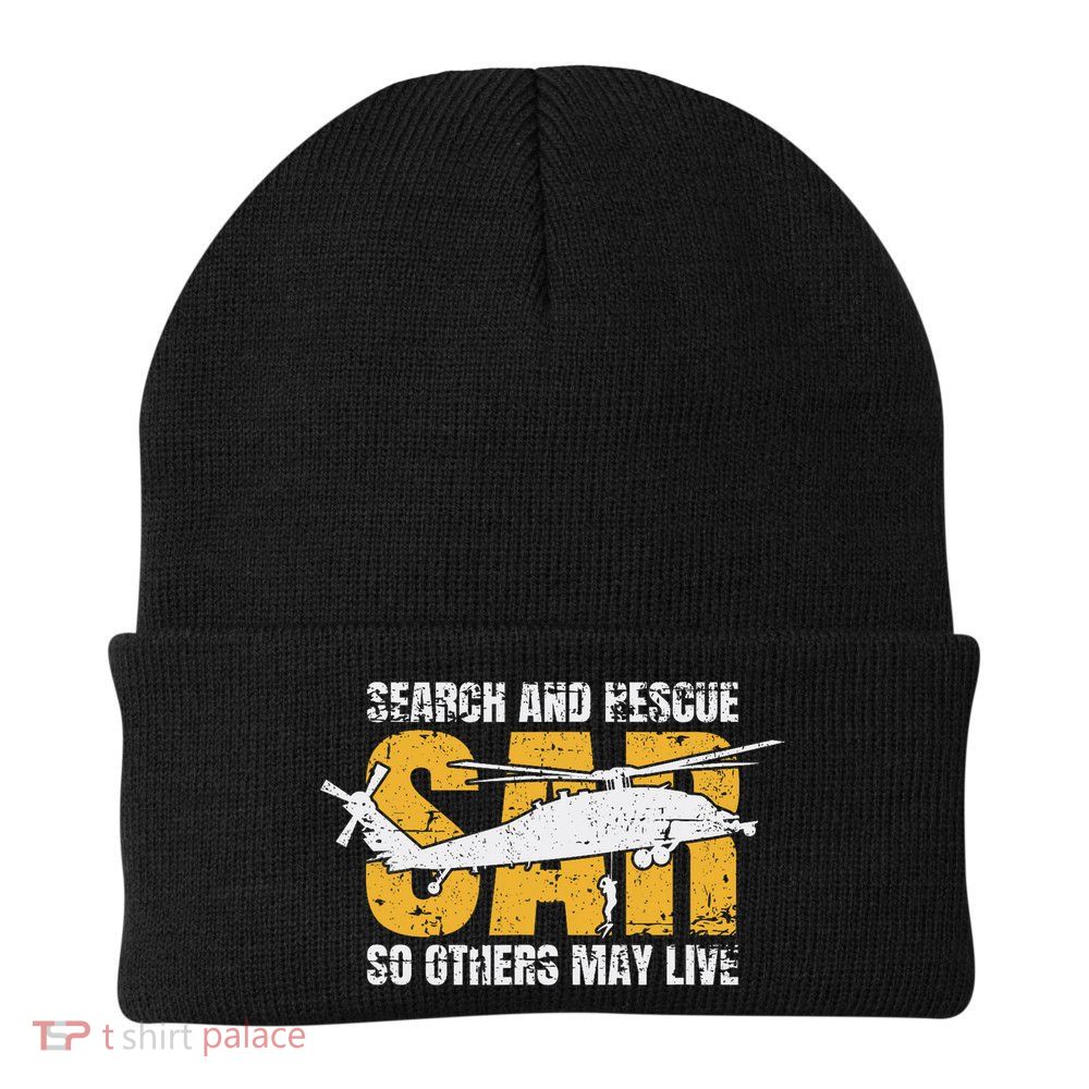 Search And Rescue Helicopter Sar Vintage Distressed Design Beanie