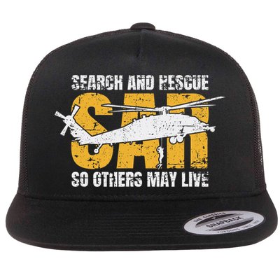 Search And Rescue Helicopter Sar Vintage Distressed Design Flatbill Hat