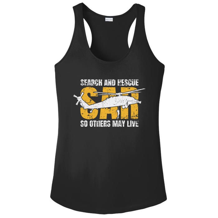 Search And Rescue Helicopter Sar Vintage Distressed Design Ladies PosiCharge Competitor Racerback Tank