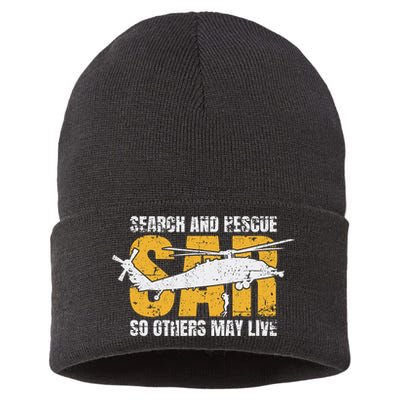 Search And Rescue Helicopter Sar Vintage Distressed Design Sustainable Knit Beanie