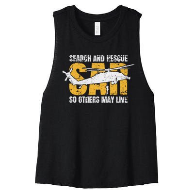 Search And Rescue Helicopter Sar Vintage Distressed Design Women's Racerback Cropped Tank