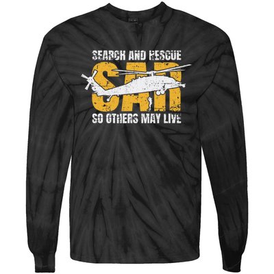 Search And Rescue Helicopter Sar Vintage Distressed Design Tie-Dye Long Sleeve Shirt