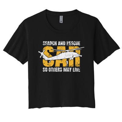 Search And Rescue Helicopter Sar Vintage Distressed Design Women's Crop Top Tee