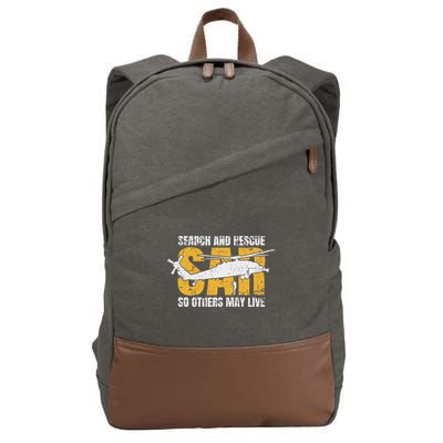 Search And Rescue Helicopter Sar Vintage Distressed Design Cotton Canvas Backpack