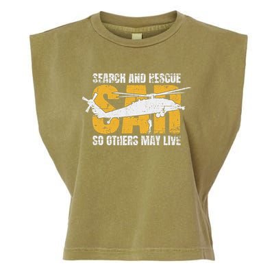 Search And Rescue Helicopter Sar Vintage Distressed Design Garment-Dyed Women's Muscle Tee