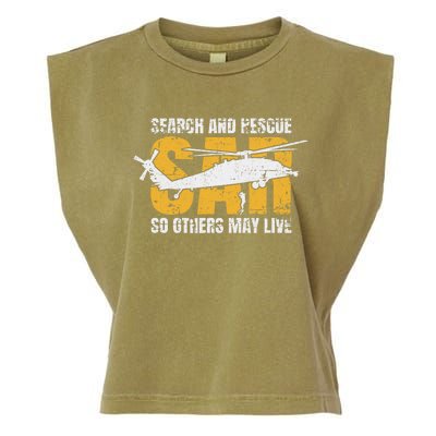 Search And Rescue Helicopter Sar Vintage Distressed Design Garment-Dyed Women's Muscle Tee