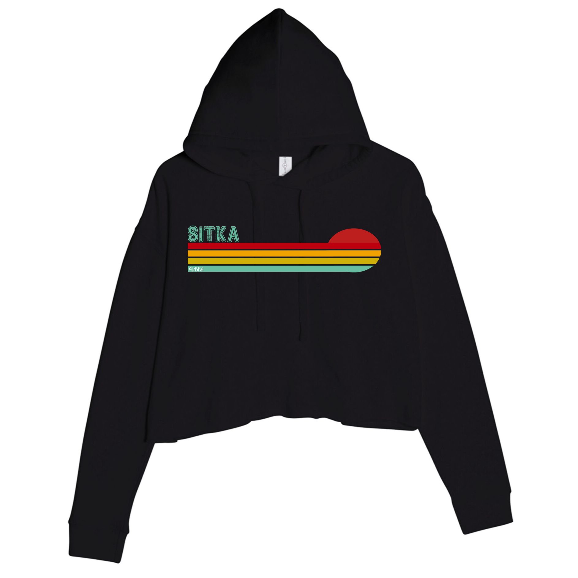 Sitka Alaska Retro Sunset Crop Fleece Hoodie