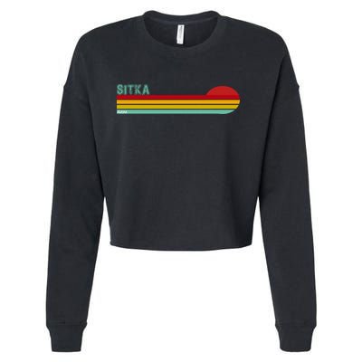 Sitka Alaska Retro Sunset Cropped Pullover Crew