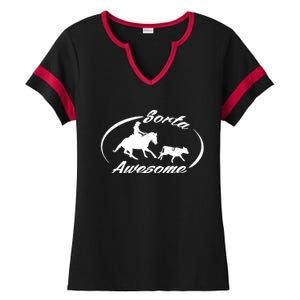 Sorta Awesome Ranch Sorting Western Horse Funny Cow Country Ladies Halftime Notch Neck Tee