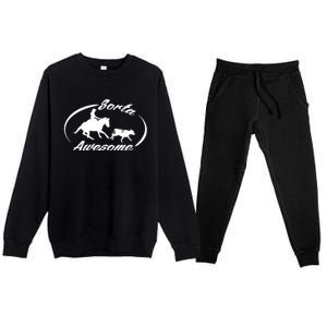 Sorta Awesome Ranch Sorting Western Horse Funny Cow Country Premium Crewneck Sweatsuit Set